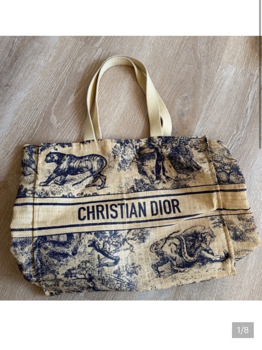 Dior Dioriviera Beige and Navy Beach Tote Bag
